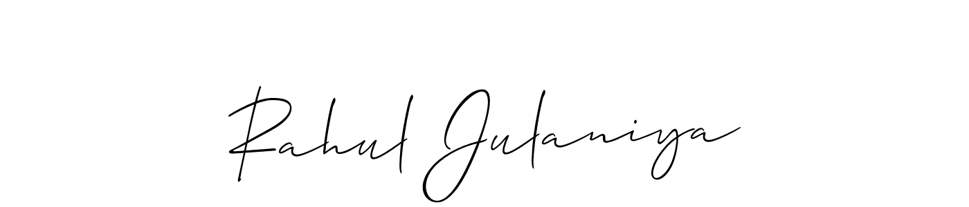 How to make Rahul Julaniya name signature. Use Allison_Script style for creating short signs online. This is the latest handwritten sign. Rahul Julaniya signature style 2 images and pictures png