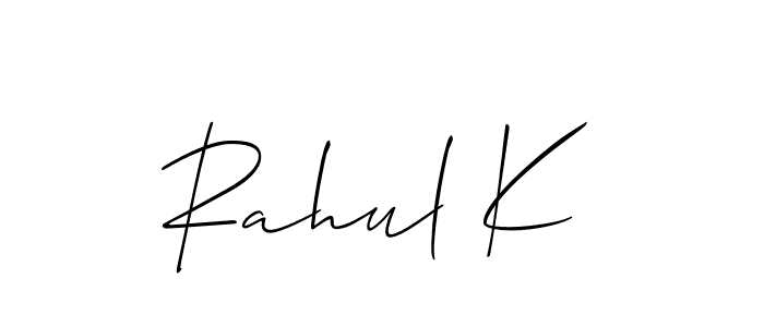 Design your own signature with our free online signature maker. With this signature software, you can create a handwritten (Allison_Script) signature for name Rahul K. Rahul K signature style 2 images and pictures png