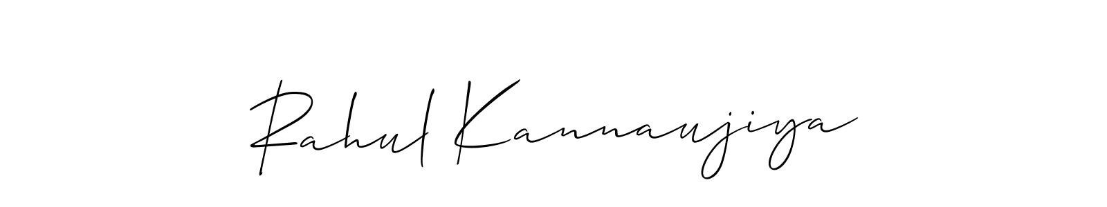 Make a short Rahul Kannaujiya signature style. Manage your documents anywhere anytime using Allison_Script. Create and add eSignatures, submit forms, share and send files easily. Rahul Kannaujiya signature style 2 images and pictures png