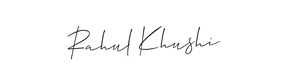 The best way (Allison_Script) to make a short signature is to pick only two or three words in your name. The name Rahul Khushi include a total of six letters. For converting this name. Rahul Khushi signature style 2 images and pictures png