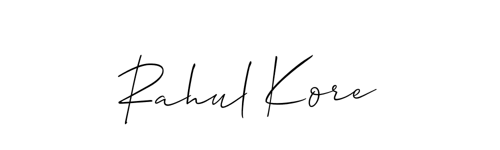 if you are searching for the best signature style for your name Rahul Kore. so please give up your signature search. here we have designed multiple signature styles  using Allison_Script. Rahul Kore signature style 2 images and pictures png