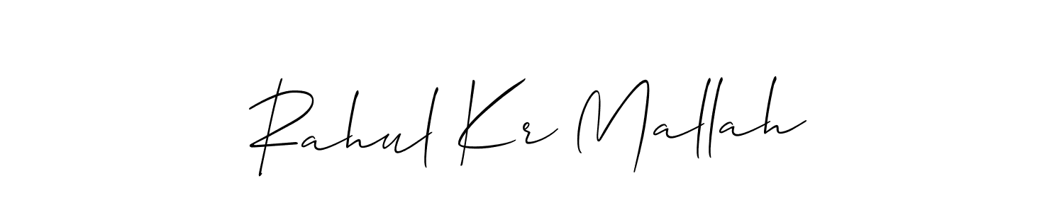 The best way (Allison_Script) to make a short signature is to pick only two or three words in your name. The name Rahul Kr Mallah include a total of six letters. For converting this name. Rahul Kr Mallah signature style 2 images and pictures png