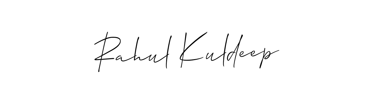 How to make Rahul Kuldeep name signature. Use Allison_Script style for creating short signs online. This is the latest handwritten sign. Rahul Kuldeep signature style 2 images and pictures png