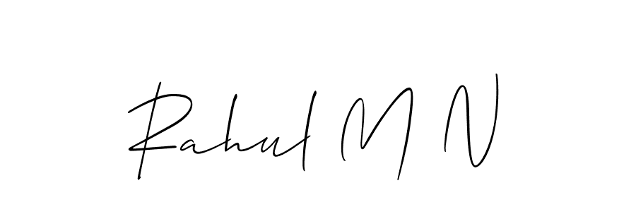 Also You can easily find your signature by using the search form. We will create Rahul M N name handwritten signature images for you free of cost using Allison_Script sign style. Rahul M N signature style 2 images and pictures png