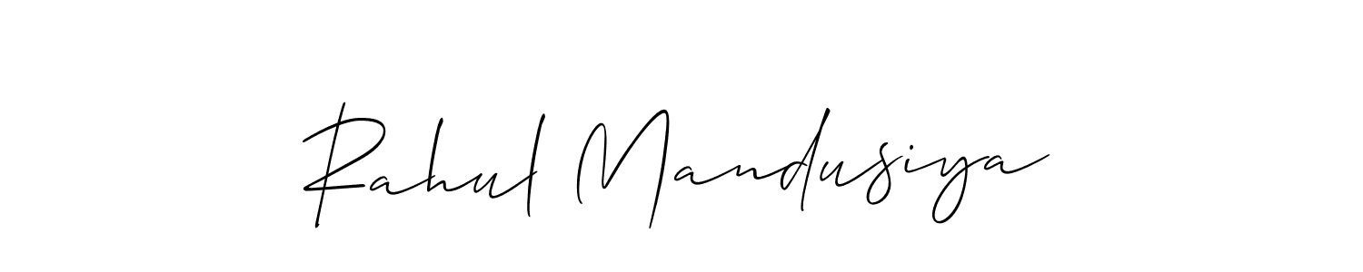 Create a beautiful signature design for name Rahul Mandusiya. With this signature (Allison_Script) fonts, you can make a handwritten signature for free. Rahul Mandusiya signature style 2 images and pictures png