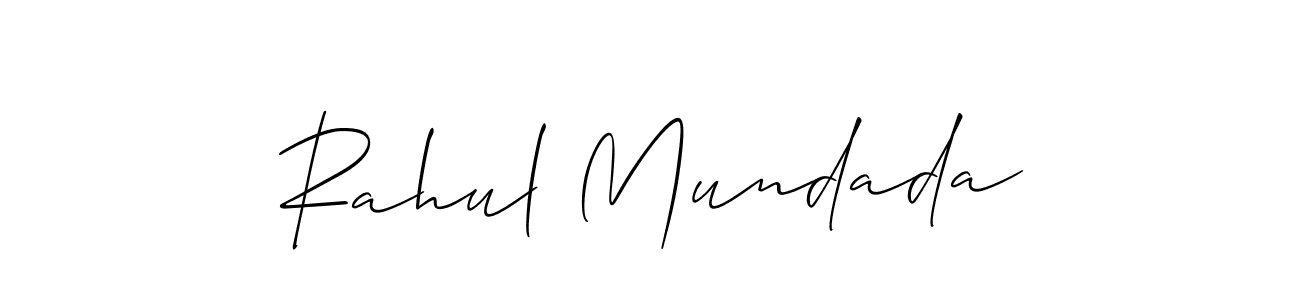 How to make Rahul Mundada name signature. Use Allison_Script style for creating short signs online. This is the latest handwritten sign. Rahul Mundada signature style 2 images and pictures png