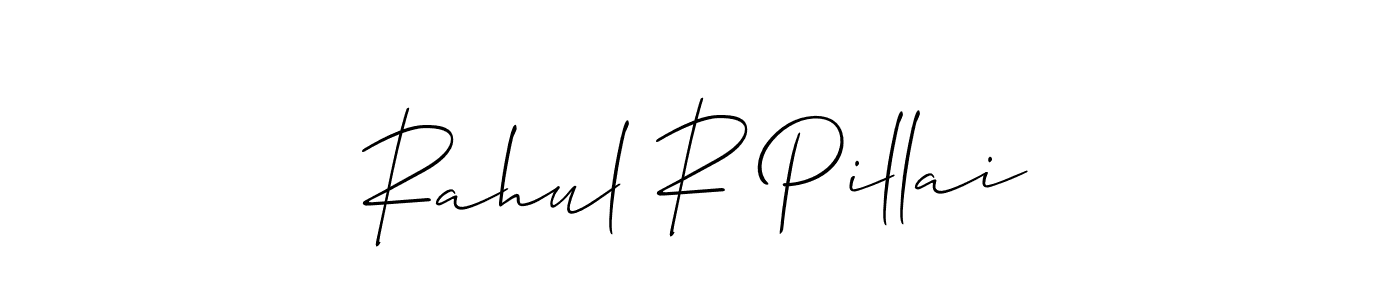 This is the best signature style for the Rahul R Pillai name. Also you like these signature font (Allison_Script). Mix name signature. Rahul R Pillai signature style 2 images and pictures png