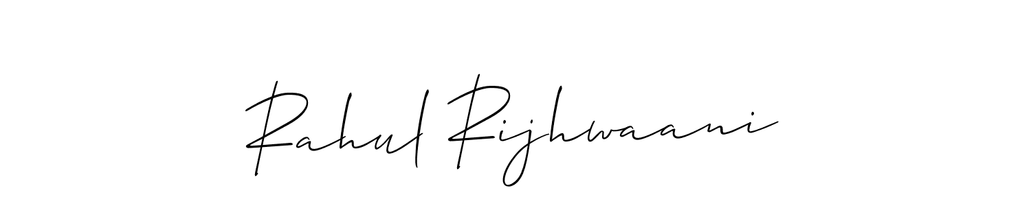 Also we have Rahul Rijhwaani name is the best signature style. Create professional handwritten signature collection using Allison_Script autograph style. Rahul Rijhwaani signature style 2 images and pictures png