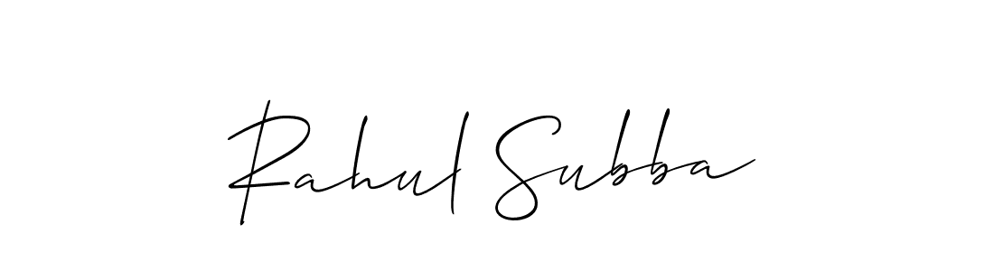 It looks lik you need a new signature style for name Rahul Subba. Design unique handwritten (Allison_Script) signature with our free signature maker in just a few clicks. Rahul Subba signature style 2 images and pictures png