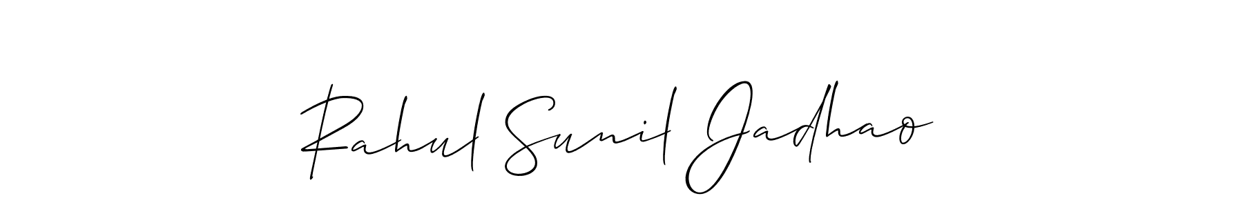 The best way (Allison_Script) to make a short signature is to pick only two or three words in your name. The name Rahul Sunil Jadhao include a total of six letters. For converting this name. Rahul Sunil Jadhao signature style 2 images and pictures png