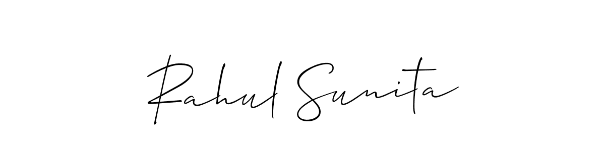 The best way (Allison_Script) to make a short signature is to pick only two or three words in your name. The name Rahul Sunita include a total of six letters. For converting this name. Rahul Sunita signature style 2 images and pictures png