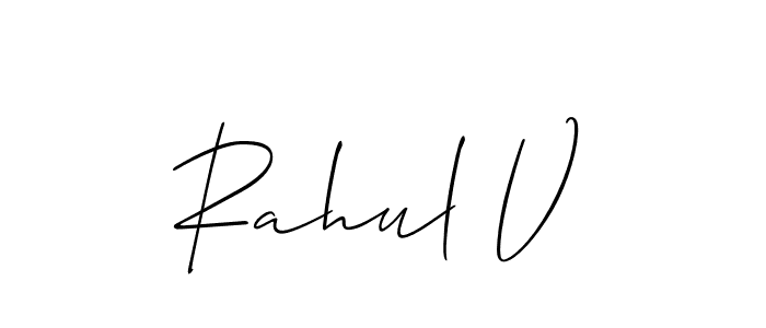 How to Draw Rahul V signature style? Allison_Script is a latest design signature styles for name Rahul V. Rahul V signature style 2 images and pictures png