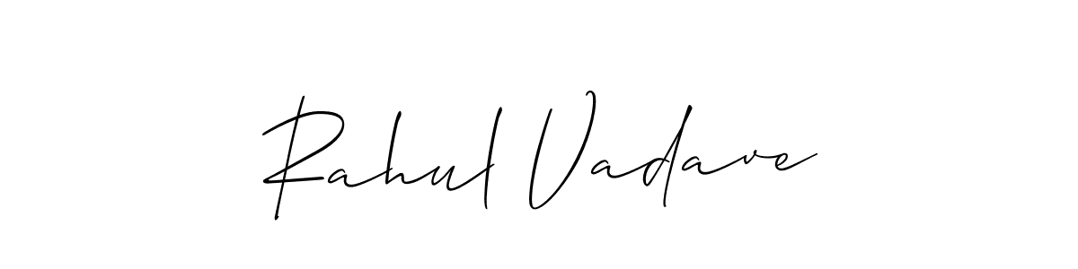 The best way (Allison_Script) to make a short signature is to pick only two or three words in your name. The name Rahul Vadave include a total of six letters. For converting this name. Rahul Vadave signature style 2 images and pictures png