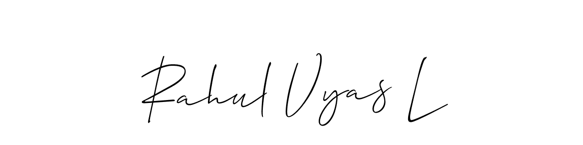 Design your own signature with our free online signature maker. With this signature software, you can create a handwritten (Allison_Script) signature for name Rahul Vyas L. Rahul Vyas L signature style 2 images and pictures png