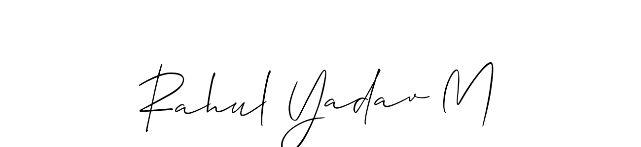 The best way (Allison_Script) to make a short signature is to pick only two or three words in your name. The name Rahul Yadav M include a total of six letters. For converting this name. Rahul Yadav M signature style 2 images and pictures png