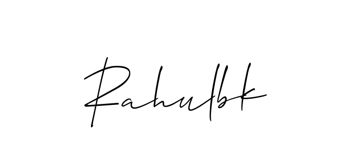 How to make Rahulbk name signature. Use Allison_Script style for creating short signs online. This is the latest handwritten sign. Rahulbk signature style 2 images and pictures png