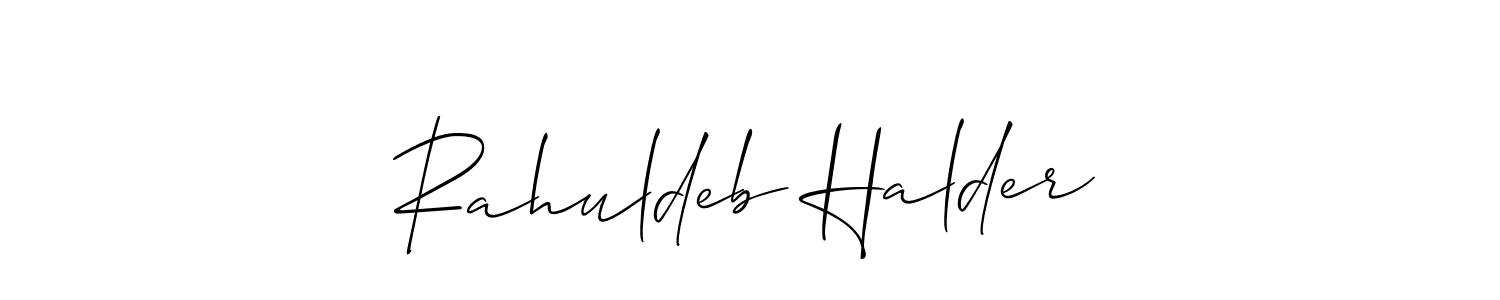 Create a beautiful signature design for name Rahuldeb Halder. With this signature (Allison_Script) fonts, you can make a handwritten signature for free. Rahuldeb Halder signature style 2 images and pictures png