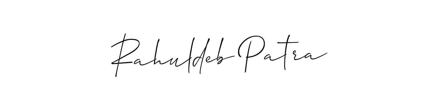 Also You can easily find your signature by using the search form. We will create Rahuldeb Patra name handwritten signature images for you free of cost using Allison_Script sign style. Rahuldeb Patra signature style 2 images and pictures png