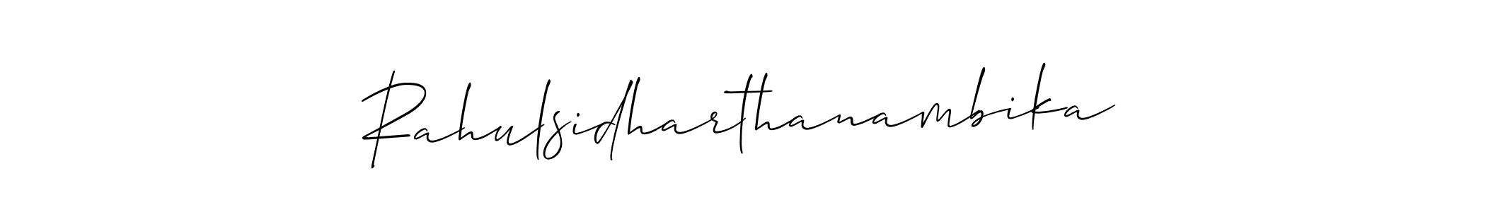 How to make Rahulsidharthanambika name signature. Use Allison_Script style for creating short signs online. This is the latest handwritten sign. Rahulsidharthanambika signature style 2 images and pictures png
