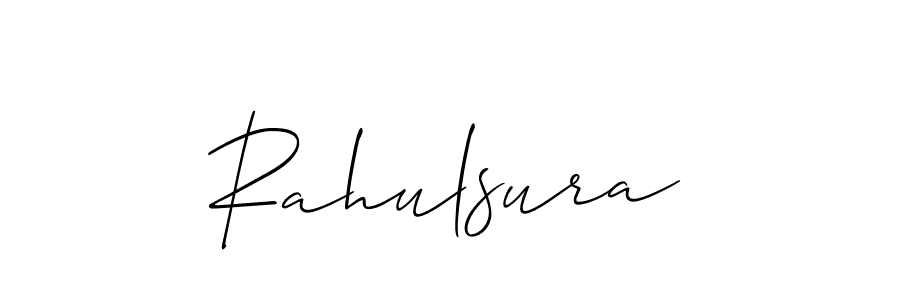 Allison_Script is a professional signature style that is perfect for those who want to add a touch of class to their signature. It is also a great choice for those who want to make their signature more unique. Get Rahulsura name to fancy signature for free. Rahulsura signature style 2 images and pictures png