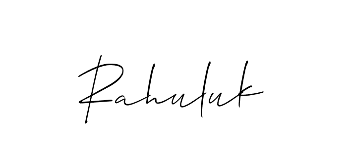 Also You can easily find your signature by using the search form. We will create Rahuluk name handwritten signature images for you free of cost using Allison_Script sign style. Rahuluk signature style 2 images and pictures png