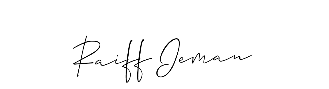 Use a signature maker to create a handwritten signature online. With this signature software, you can design (Allison_Script) your own signature for name Raiff Ieman. Raiff Ieman signature style 2 images and pictures png