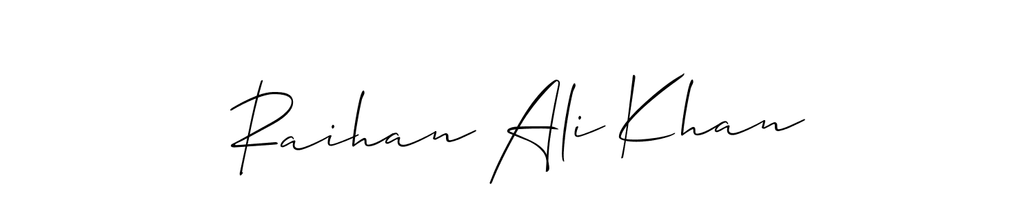Also we have Raihan Ali Khan name is the best signature style. Create professional handwritten signature collection using Allison_Script autograph style. Raihan Ali Khan signature style 2 images and pictures png