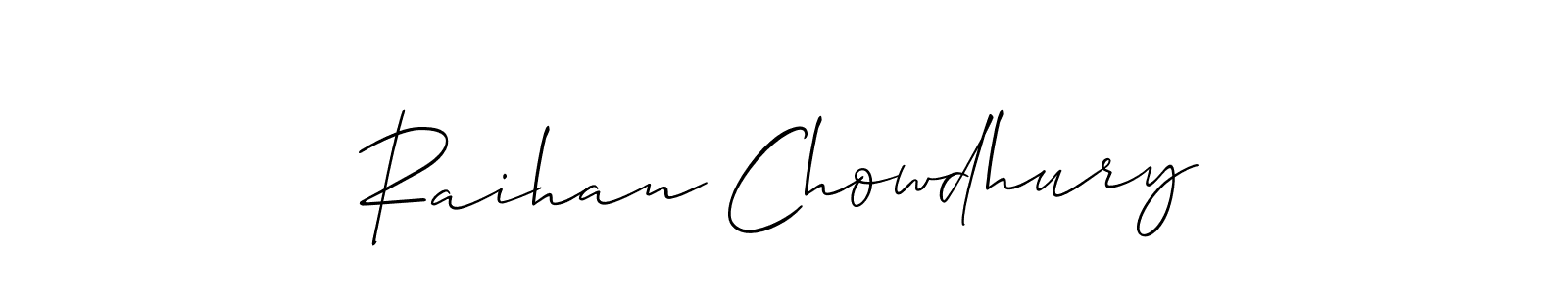 How to make Raihan Chowdhury signature? Allison_Script is a professional autograph style. Create handwritten signature for Raihan Chowdhury name. Raihan Chowdhury signature style 2 images and pictures png