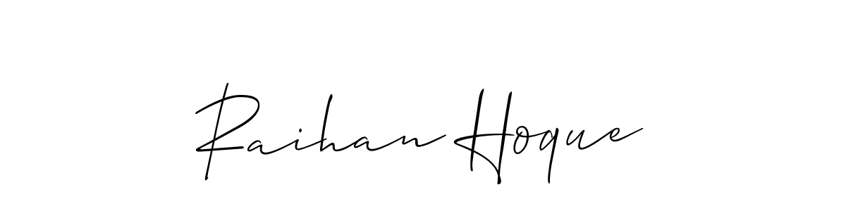 Use a signature maker to create a handwritten signature online. With this signature software, you can design (Allison_Script) your own signature for name Raihan Hoque. Raihan Hoque signature style 2 images and pictures png