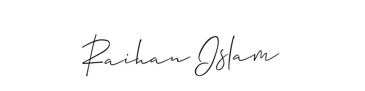 Use a signature maker to create a handwritten signature online. With this signature software, you can design (Allison_Script) your own signature for name Raihan Islam. Raihan Islam signature style 2 images and pictures png