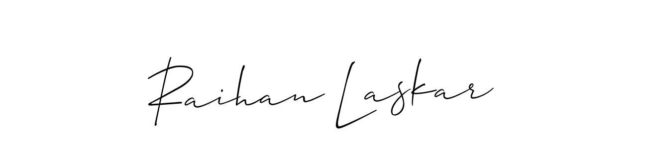 Create a beautiful signature design for name Raihan Laskar. With this signature (Allison_Script) fonts, you can make a handwritten signature for free. Raihan Laskar signature style 2 images and pictures png