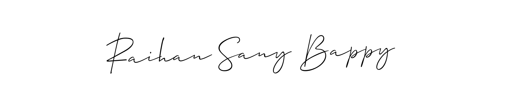 Create a beautiful signature design for name Raihan Sany Bappy. With this signature (Allison_Script) fonts, you can make a handwritten signature for free. Raihan Sany Bappy signature style 2 images and pictures png