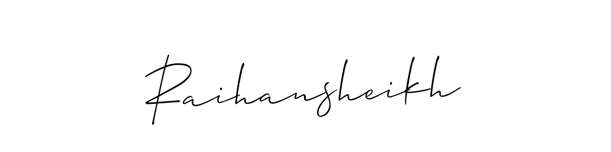 It looks lik you need a new signature style for name Raihansheikh. Design unique handwritten (Allison_Script) signature with our free signature maker in just a few clicks. Raihansheikh signature style 2 images and pictures png