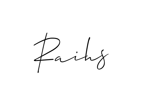 How to make Raihs name signature. Use Allison_Script style for creating short signs online. This is the latest handwritten sign. Raihs signature style 2 images and pictures png