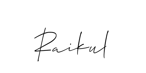 if you are searching for the best signature style for your name Raikul. so please give up your signature search. here we have designed multiple signature styles  using Allison_Script. Raikul signature style 2 images and pictures png