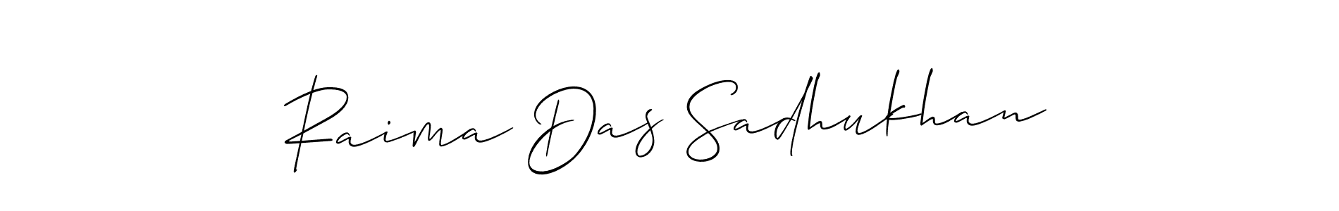 Make a beautiful signature design for name Raima Das Sadhukhan. With this signature (Allison_Script) style, you can create a handwritten signature for free. Raima Das Sadhukhan signature style 2 images and pictures png