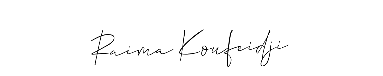 Use a signature maker to create a handwritten signature online. With this signature software, you can design (Allison_Script) your own signature for name Raima Koufeidji. Raima Koufeidji signature style 2 images and pictures png