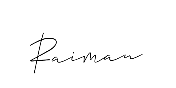 It looks lik you need a new signature style for name Raiman. Design unique handwritten (Allison_Script) signature with our free signature maker in just a few clicks. Raiman signature style 2 images and pictures png