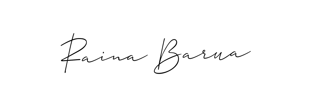 The best way (Allison_Script) to make a short signature is to pick only two or three words in your name. The name Raina Barua include a total of six letters. For converting this name. Raina Barua signature style 2 images and pictures png