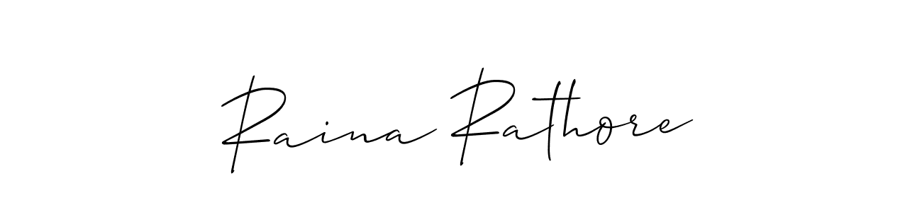 Design your own signature with our free online signature maker. With this signature software, you can create a handwritten (Allison_Script) signature for name Raina Rathore. Raina Rathore signature style 2 images and pictures png