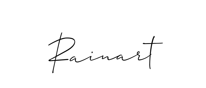 It looks lik you need a new signature style for name Rainart. Design unique handwritten (Allison_Script) signature with our free signature maker in just a few clicks. Rainart signature style 2 images and pictures png