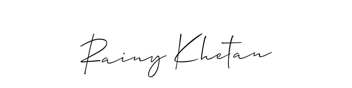 It looks lik you need a new signature style for name Rainy Khetan. Design unique handwritten (Allison_Script) signature with our free signature maker in just a few clicks. Rainy Khetan signature style 2 images and pictures png