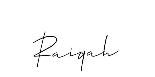 Also You can easily find your signature by using the search form. We will create Raiqah name handwritten signature images for you free of cost using Allison_Script sign style. Raiqah signature style 2 images and pictures png
