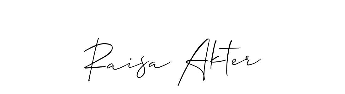 The best way (Allison_Script) to make a short signature is to pick only two or three words in your name. The name Raisa Akter include a total of six letters. For converting this name. Raisa Akter signature style 2 images and pictures png