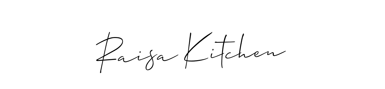 if you are searching for the best signature style for your name Raisa Kitchen. so please give up your signature search. here we have designed multiple signature styles  using Allison_Script. Raisa Kitchen signature style 2 images and pictures png