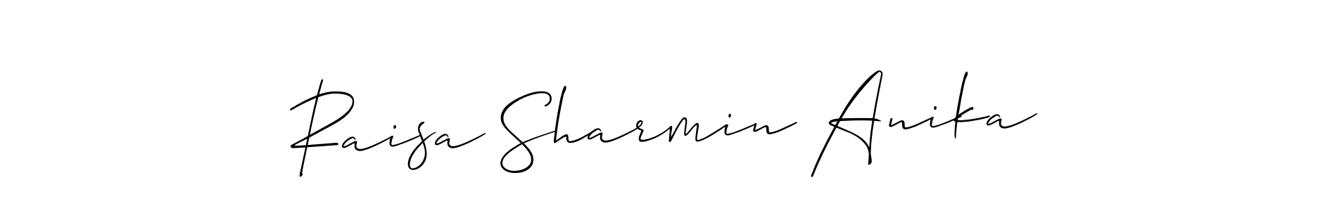 Use a signature maker to create a handwritten signature online. With this signature software, you can design (Allison_Script) your own signature for name Raisa Sharmin Anika. Raisa Sharmin Anika signature style 2 images and pictures png