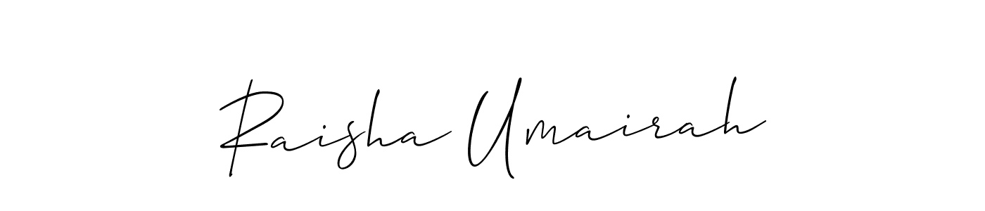 if you are searching for the best signature style for your name Raisha Umairah. so please give up your signature search. here we have designed multiple signature styles  using Allison_Script. Raisha Umairah signature style 2 images and pictures png