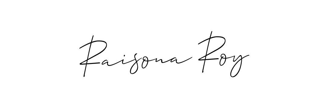 Use a signature maker to create a handwritten signature online. With this signature software, you can design (Allison_Script) your own signature for name Raisona Roy. Raisona Roy signature style 2 images and pictures png