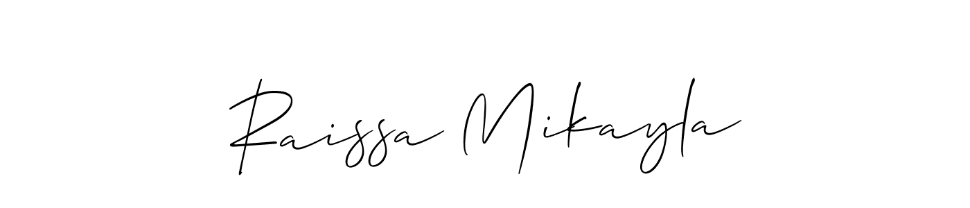 Allison_Script is a professional signature style that is perfect for those who want to add a touch of class to their signature. It is also a great choice for those who want to make their signature more unique. Get Raissa Mikayla name to fancy signature for free. Raissa Mikayla signature style 2 images and pictures png