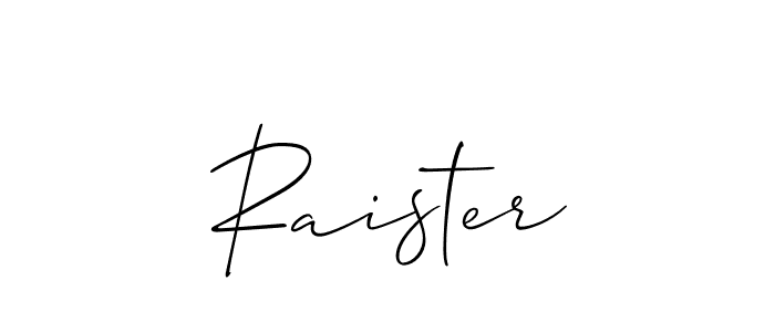 Make a beautiful signature design for name Raister. With this signature (Allison_Script) style, you can create a handwritten signature for free. Raister signature style 2 images and pictures png